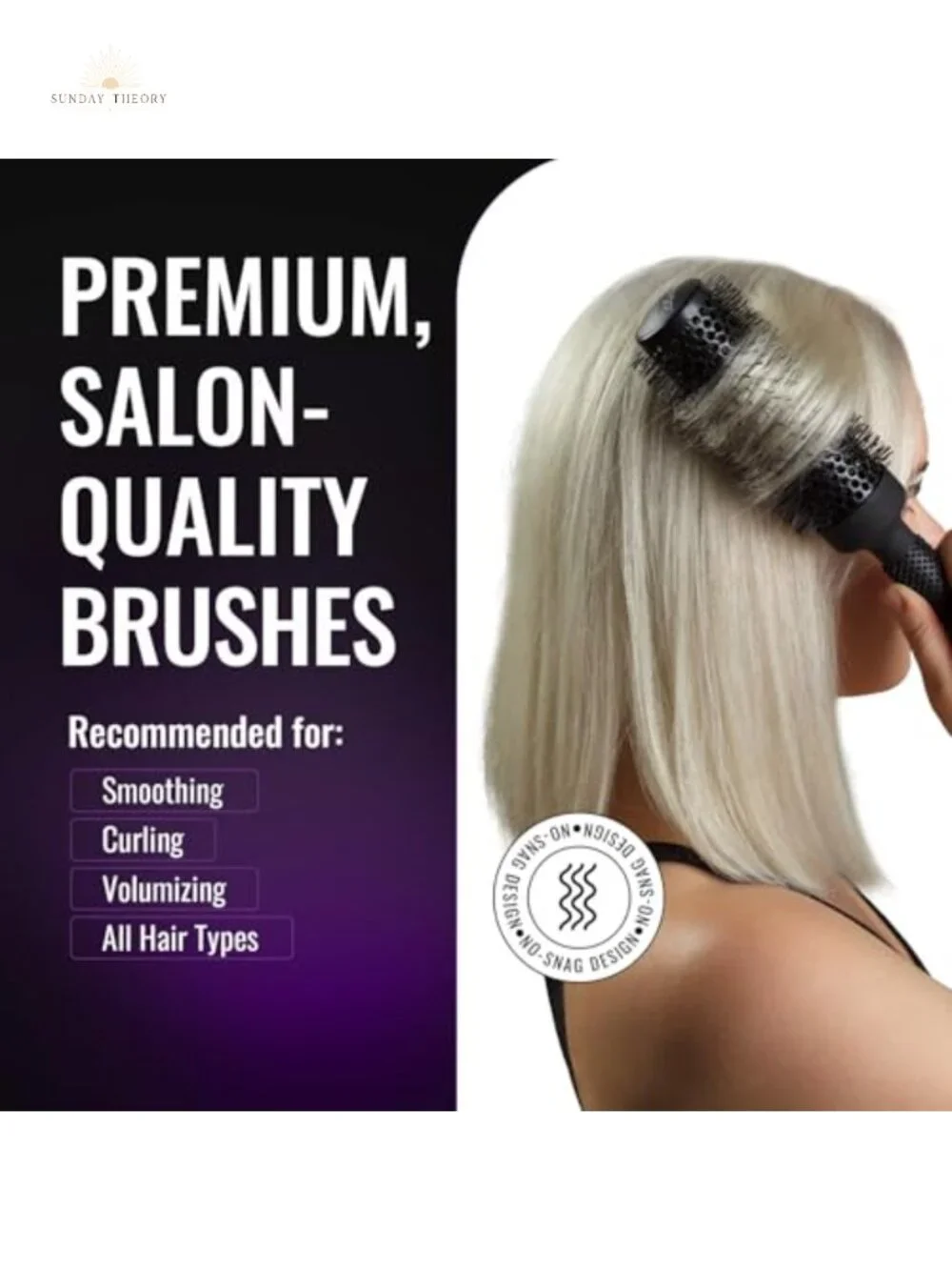 1-Inch Ceramic Ionic Round Brush for Blowouts - Tourmaline Hair Styling Brush